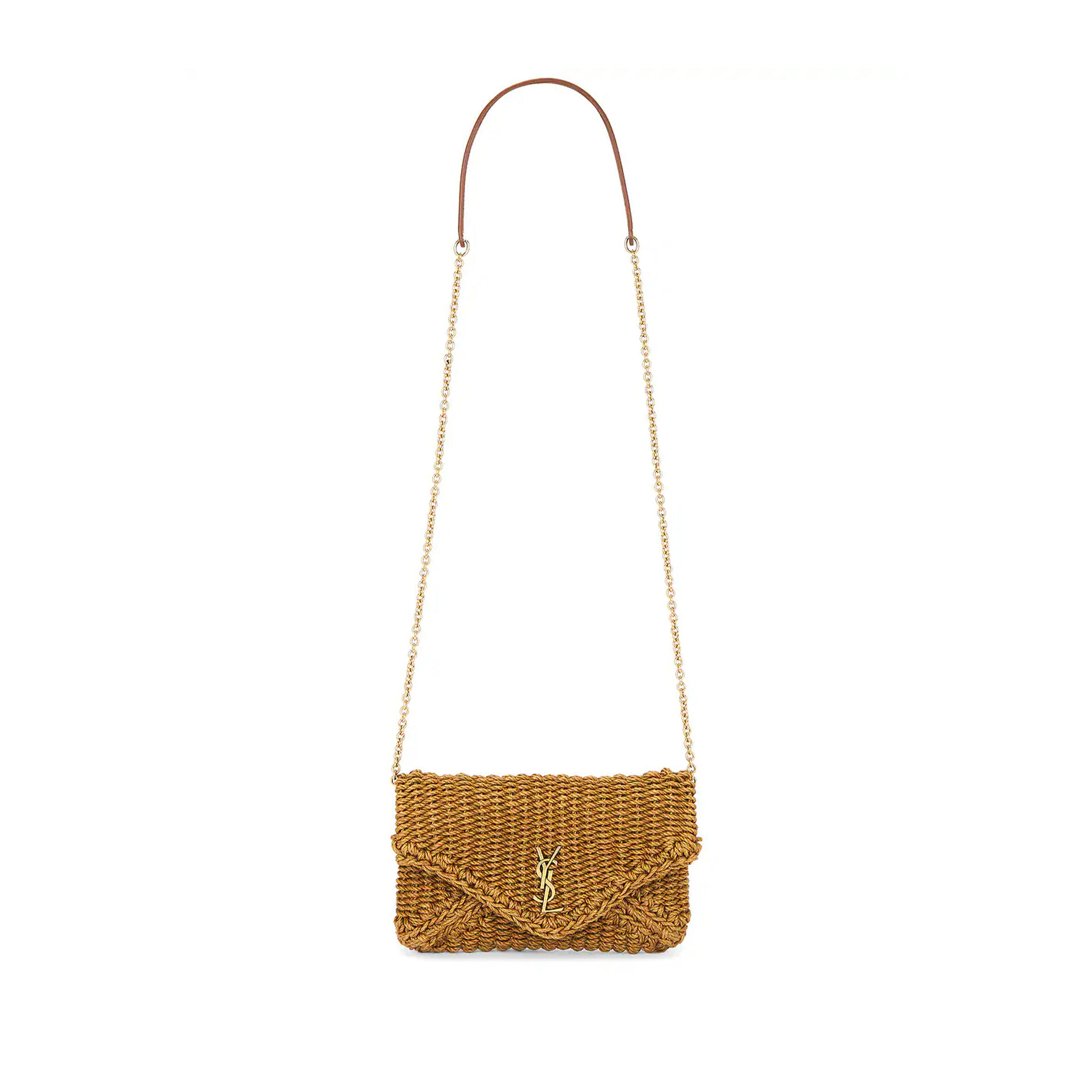 YSL CASSANDRE SMALL CHAIN POUCH IN RAFFIA 819271 (19*12*3cm)